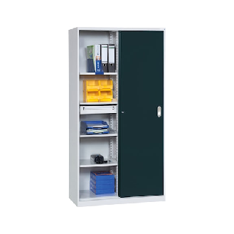 Armario de acero con puertas correderas y divisor RAL 7035/RAL 7016 AlxAnxF 1950x1000x500 m-Leer más
