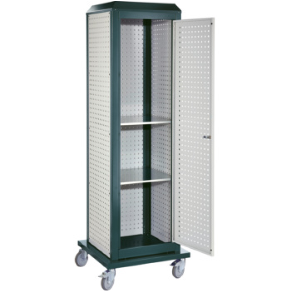 ToolTower RasterPlan móvil 2175x700x700 mm 4 pan. perf. + puerta RAL 7035/7016-Leer más