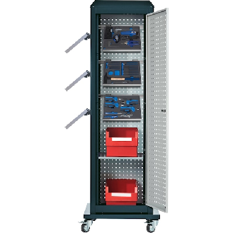 ToolTower RasterPlan móvil 2175x700x700 mm 4 pan. perf. + puerta RAL 7035/7016-Leer más
