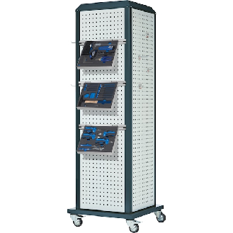ToolTower RasterPlan móvil, 2175x700x700 mm con 4 pan. perf. RAL 7035/7016-Leer más