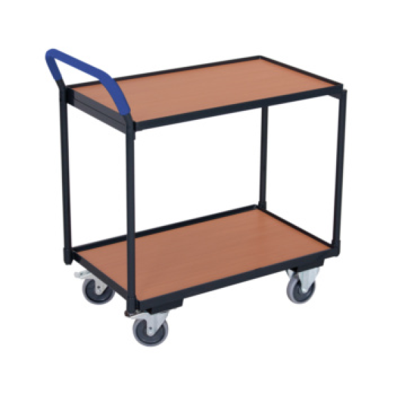 mesa con ruedas, superficie de carga 1000x600 mm con 2 estantes, asa alta-Leer más
