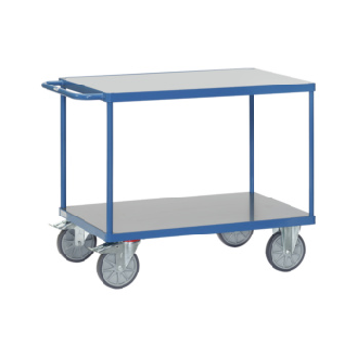 Mesa con ruedas superficie de carga 1000x600 mm con 2 estantes de PVC rígido-Leer más
