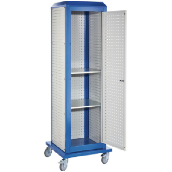ToolTower RasterPlan móvil 2175x700x700 mm 4 pan. perf. + puerta RAL 7035/5010-Leer más