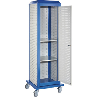 ToolTower RasterPlan móvil 2175x700x700 mm 4 pan. perf. + puerta RAL 7035/5010-Leer más