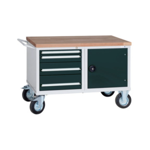 Carro de banco de trabajo HK, 850x1150x700 mm, 4 cajones/1 puerta, RAL 7035/701-Leer más
