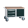 Carro de banco de trabajo HK, 850x1150x700 mm, 4 cajones/1 puerta, RAL 7035/701
