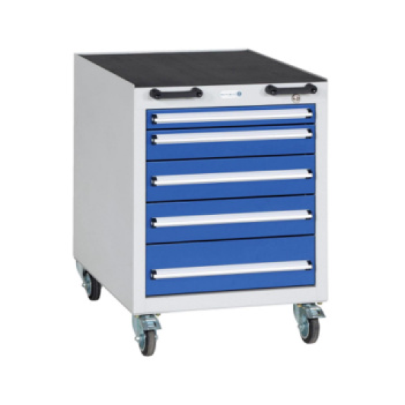 Carro móvil HK, AltxAnxF: 790x570x680 mm, 5 caj. ext. tot., RAL 7035/5010-Leer más