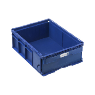 Dimensiones caja de almacen. W-KLT: 400x300x150 mm, color RAL 5022, azul noche-Leer más