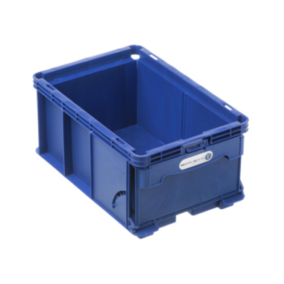 Dimensiones caja de almacen. W-KLT: 300x200x150 mm, color RAL 5022, azul noche-Leer más