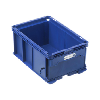 Dimensiones caja de almacen. W-KLT: 300x200x150 mm, color RAL 5022, azul noche