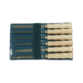 Juego limas llaves precisión DICK, 6 pzs., 100 mm, corte 2, con mango de madera-Leer más