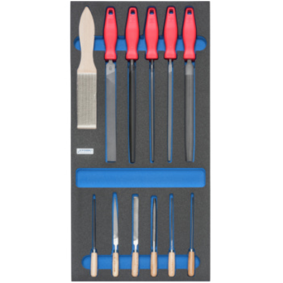 Inserto espuma dura ATORN, juego de limas, 293x587x30 mm, negro/azul-Leer más