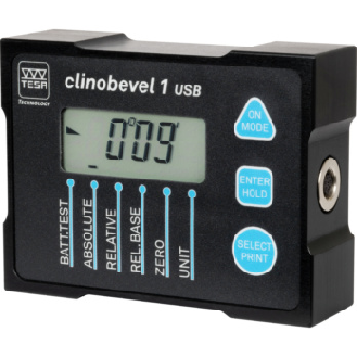 Inclinómetro electrón. TESA ClinoBevel 1 USB ± 45 grados + cable USB, software-Leer más