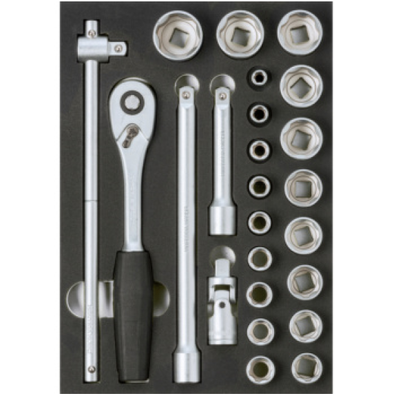 Inserto ORION equip. con llave de vaso de 1/2" AnxFxAlt 232x332x31 mm negro/gri-Leer más