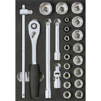 Inserto ORION equip. con llave de vaso de 1/2" AnxFxAlt 232x332x31 mm negro/gri-Leer más