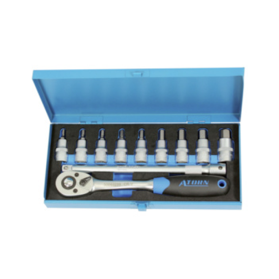 Set de llaves de dado ATORN de 1/2", 11 piezas, hexagonal 5-17 mm Set de llaves de dado ATORN de 1/2", 11 piezas, hexagonal 5-17 mm-Leer más