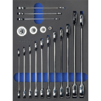 Inserto espuma dura ATORN equip. con conj. llaves comb. carraca para puntas-Leer más