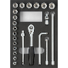 Inserto ORION equip. con llave de vaso de 3/8" AnxFxAlt 232x332x31 mm negro/gri
