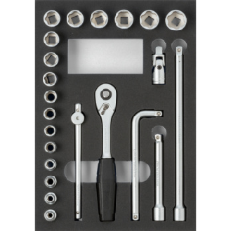 Inserto ORION equip. con llave de vaso de 3/8" AnxFxAlt 232x332x31 mm negro/gri-Leer más