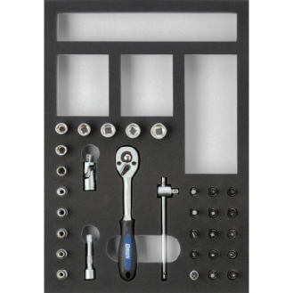Inserto ORION equip. con llave de vaso de 1/4" AnxFxAlt 232x332x31 mm negro/gri-Leer más