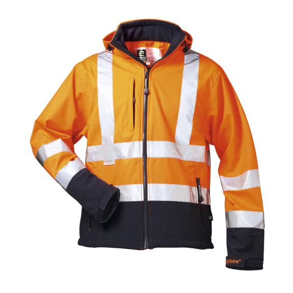 BILL Warnschutz-Softshelljacke Orange / Marine, EN 471/3, Gr.XXL BILL Warnschutz-Softshelljacke Orange / Marine, EN 471/3, Gr.XXL-Beschreibung lesen