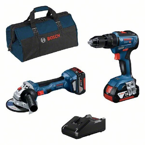 Set profesional taladro GSB 18V-55 + amoladora GWS 18V + 2 x 4.0 Ah + cargador + bolsa textil - BOSCH 0615990M4A-Leer más