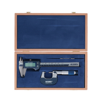 Juego instr. medición 2 piezas ATORN, estuche madera, calibres pie de rey dig.-Leer más