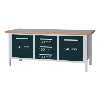 Banco trabj. HK, s. L, LxFxAlt 2000 x 750 x 840 mm, 3 caj., 2 pt., RAL 7035/701