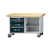 Banco trabajo ruedas HK 790x1140x650 mm (AlxFxAn) RAL 7035/RAL 7016, con puerta