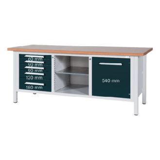 B. trab. HK L 2000 2000x750x840 mm (LxFxAlt), panel haya Multip. 40 mm 7035/701-Leer más