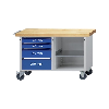 Banco trabajo ruedas HK 790x1140x650 mm (AlxFxAn) RAL 7035/RAL 5010, sin puerta