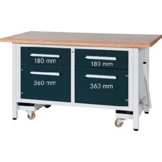 Banco de trabajo HK L 1500, abat., 1500x750x840 mm RAL 7035/7016 2 cajn./2 prts-Leer más