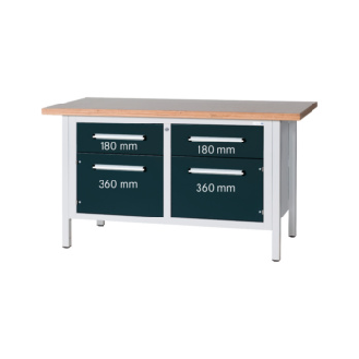 Banco trabj. HK, ser. L, LxFxAlt 1500x750x840 mm, 2 caj., 2 prt., RAL 7035/7016-Leer más