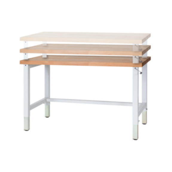 Banco trabajo erg. HK AnxFxAlt 2000 x 700 x 740-1040 mm, ajuste alt. RAL 7035-Leer más