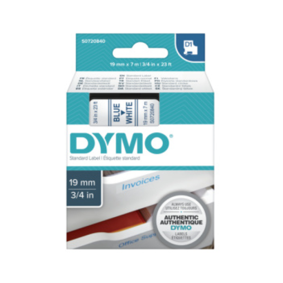 Cinta de etiquetado DYMO 19 mm x 7 m, azul sobre blanco Cinta de etiquetado DYMO 19 mm x 7 m, azul sobre blanco-Leer más