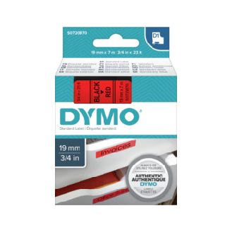 Cinta de etiquetado DYMO 19 mm x 7 m, negro sobre rojo-Leer más
