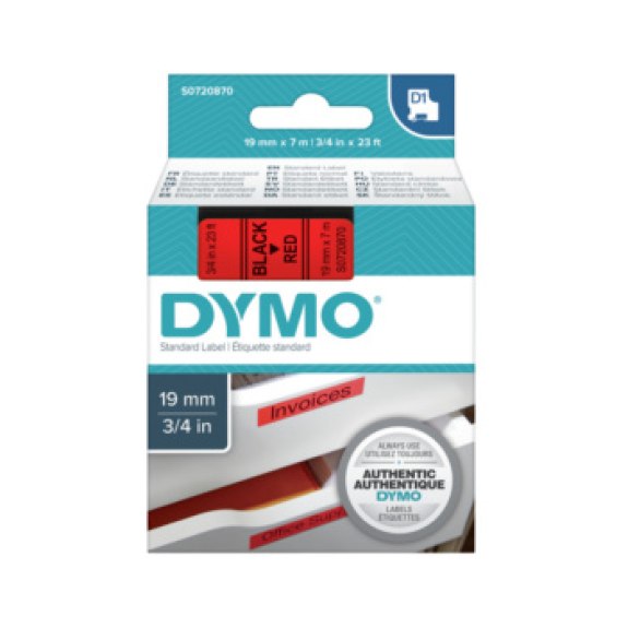 Cinta de etiquetado DYMO 19 mm x 7 m, negro sobre rojo Cinta de etiquetado DYMO 19 mm x 7 m, negro sobre rojo-Leer más