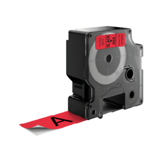 Cinta de etiquetado DYMO 24 mm x 7 m, negro sobre rojo-Leer más