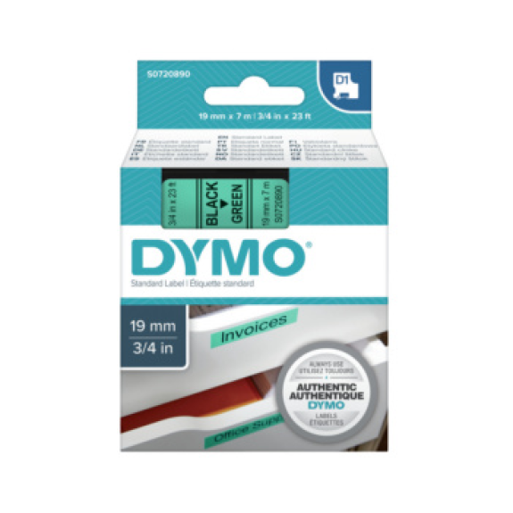Cinta de etiquetado DYMO 19 mm x 7 m, negro sobre verde Cinta de etiquetado DYMO 19 mm x 7 m, negro sobre verde-Leer más