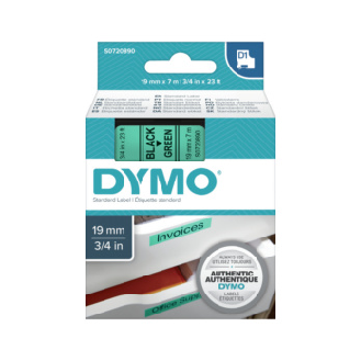 Cinta de etiquetado DYMO 19 mm x 7 m, negro sobre verde-Leer más