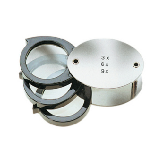 Lupa plegable ATORN, aumento 3-6-9x, 3 lentes biconvexas, diám. lente 30 mm-Leer más