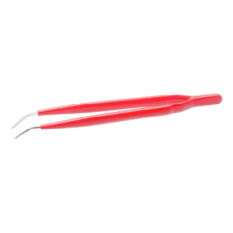 Pinzas ATORN niqueladas, 155 mm, puntas curvas, PVC en rojo-Leer más