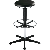 Taburete BIMOS base patín y reposap., cojín cuero imit., alt. asiento 570-850 m Taburete BIMOS base patín y reposap., cojín cuero imit., alt. asiento 570-850 m