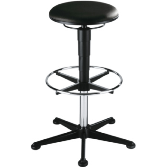 Taburete BIMOS base patín y reposap., cojín cuero imit., alt. asiento 570-850 m Taburete BIMOS base patín y reposap., cojín cuero imit., alt. asiento 570-850 m-Leer más