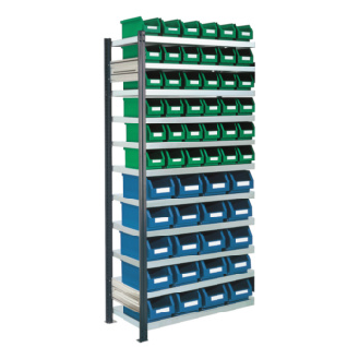 Estante insertable con 11 estantes galvanizados y cajas de almacenamiento-Leer más