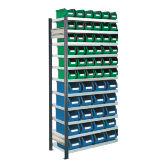 Estante insertable con 11 estantes galvanizados y cajas de almacenamiento-Leer más
