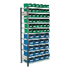 Estante insertable con 11 estantes galvanizados y cajas de almacenamiento
