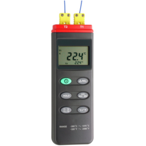 Instrumento medición de temp. ORION, 2 canales, 2 cables térmicos tipo K incl.-Leer más