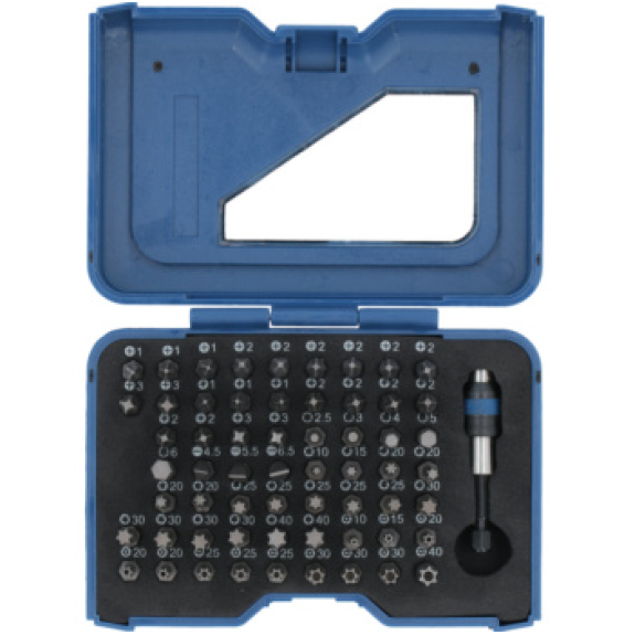 Caja puntas ATORN, 61 pzs., ranur. PH, PZ, hex. int., TX, TX con orif., soporte-Leer más