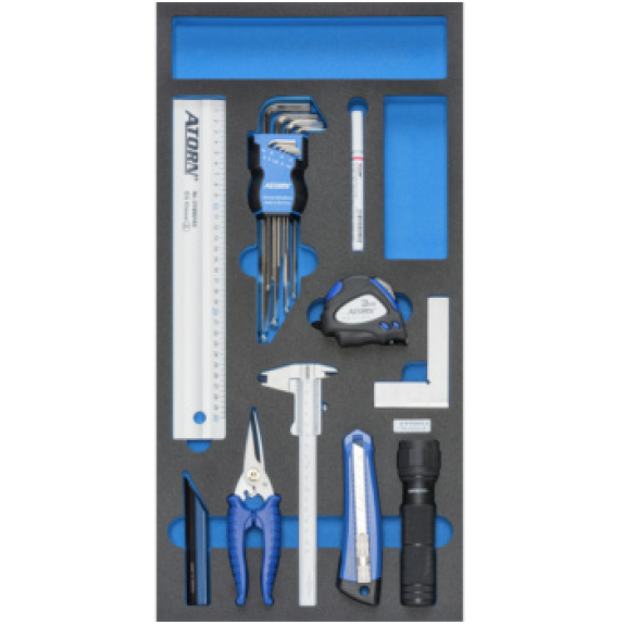 Insert en mousse dure, jeu universel, 293x587x30 mm, noir / bleu-Leggi tutto